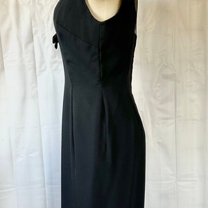 Vintage Party Dress 1950s 1960s Crepe Black Frock 36 Medium Sheer Illusion LBD Little Black Dress image 3