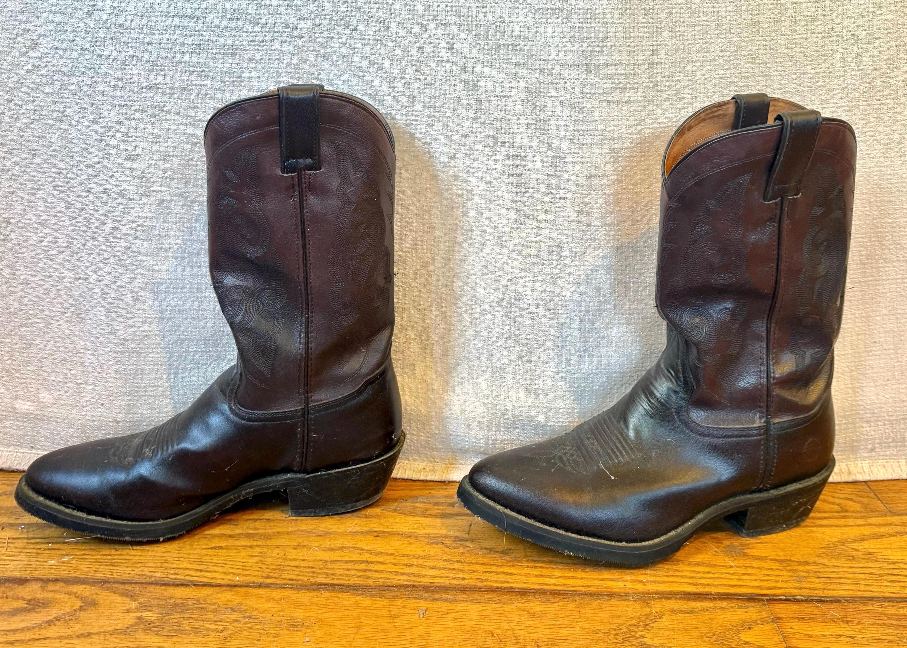 Vintage Western Cowboy Boots Double H Dark Brown Mahogany  display picture 3