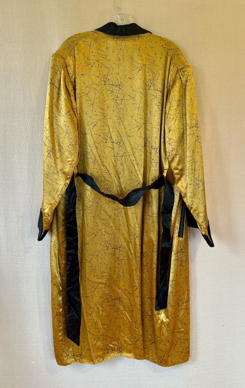 Vintage Satin Robe 1930s 1940s Dead Stock Gold Black Mens Bathrobe ...