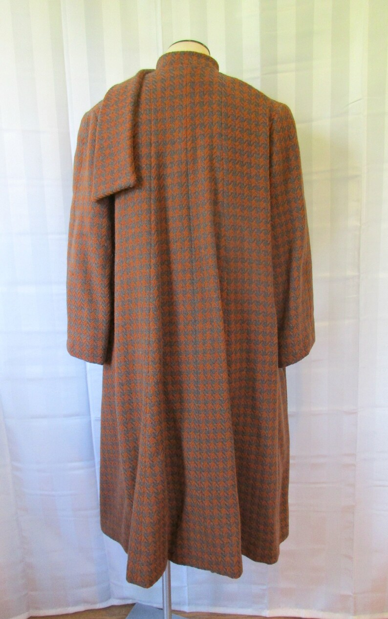 Vintage Wool Coat Houndstooth Copper Gray 1950s 1960s Dan | Etsy