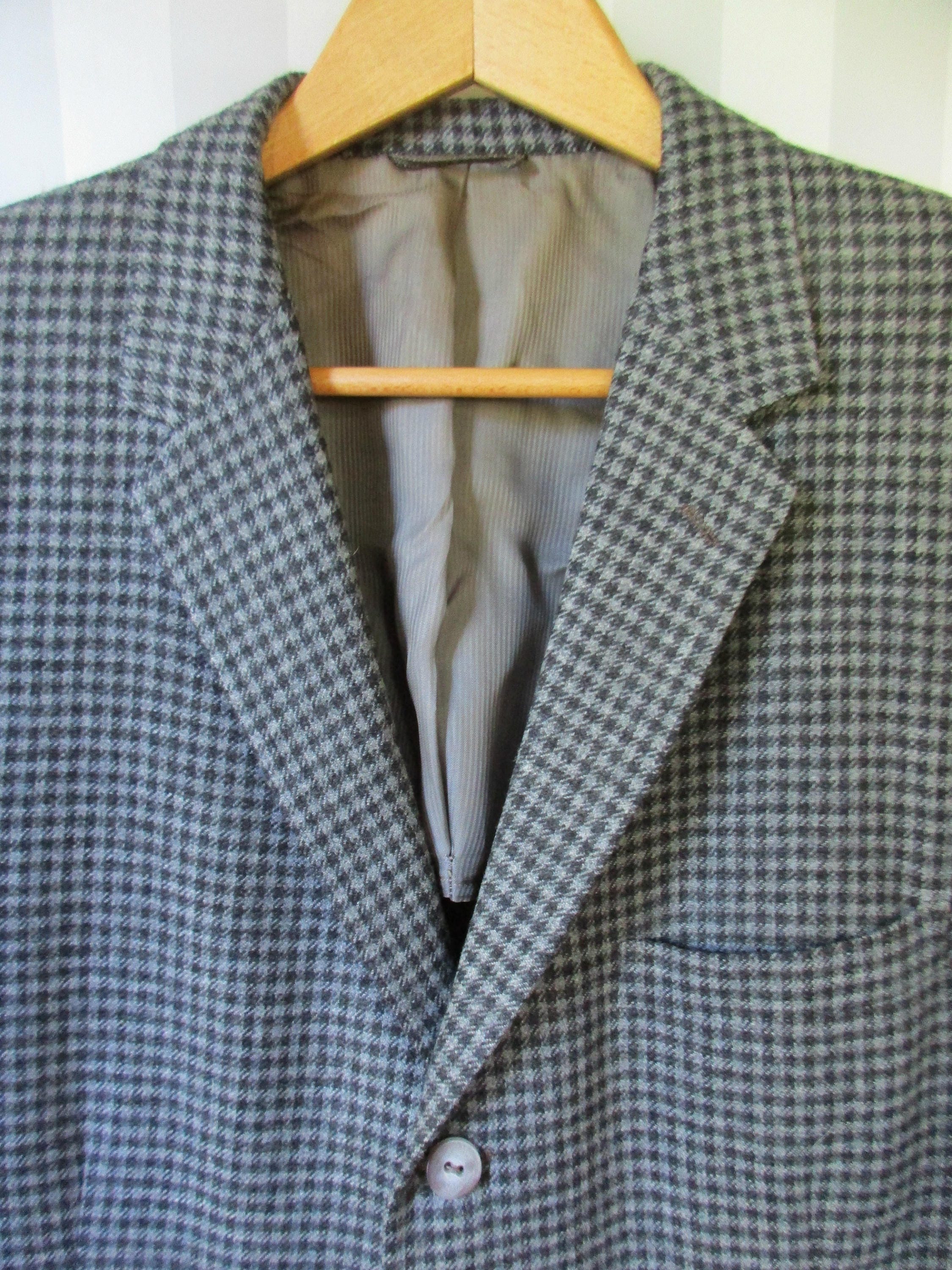 Vintage Wool Plaid Sport Coat 1960s Charcoal Gray 42 40 L - Etsy Israel