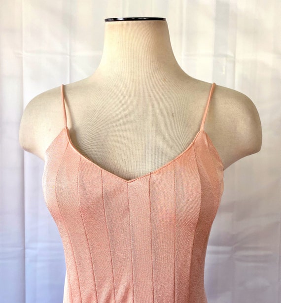 Vintage Sun Dress 1970s Summer Dress Peach Pink S… - image 5