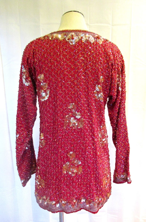 Vintage 1980s SisterMax Silk Tunic Blouse Embroid… - image 5