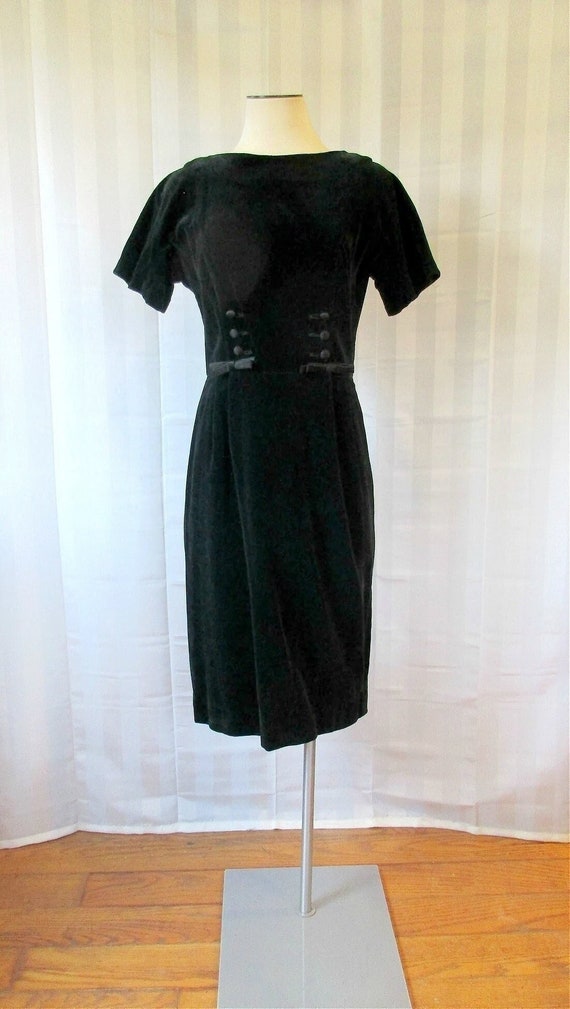 Vintage Black Velvet Dress 1950s 1960s by Carol B… - image 1