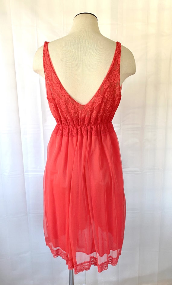 Vintage Coral Red Baby Doll Negligee 1960s 1970s Nigh… Gem