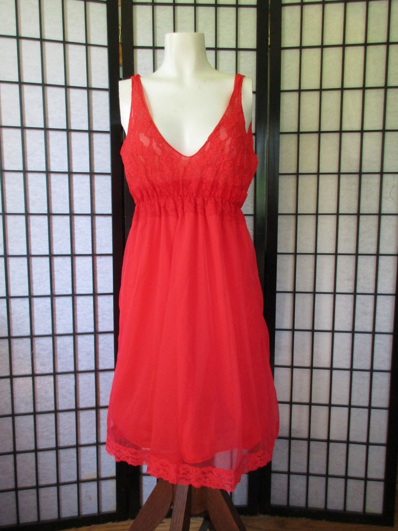 Vintage Red Baby Doll Negligee 1960s 1970s Nightgown 34 36 Etsy