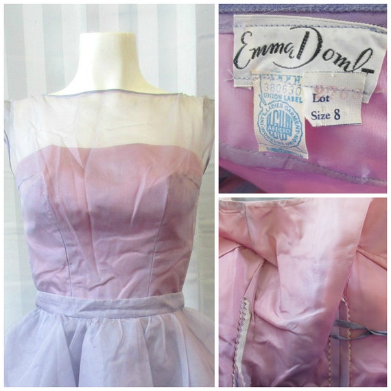 Vintage Emma Domb Party Dress 1950s 1960s Lavende… - image 10