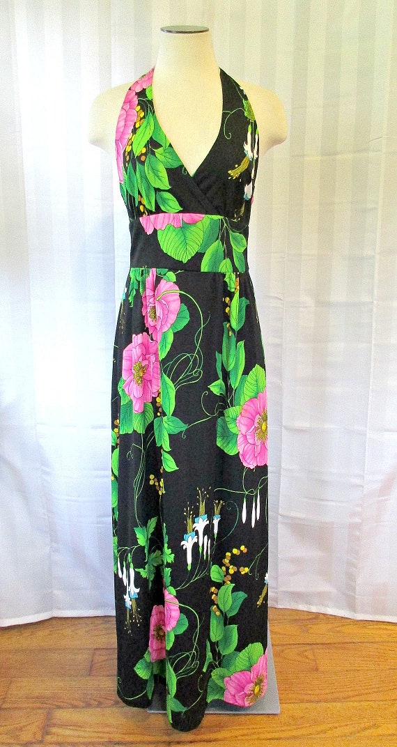 Vintage 1970s Maxi Dress By Valley Set Mod Floral… - image 2