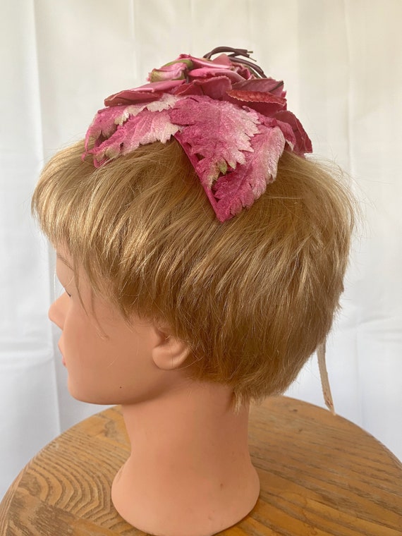 Vintage 1950s 1960s Cocktail Hat Dead Stock Pink … - image 5