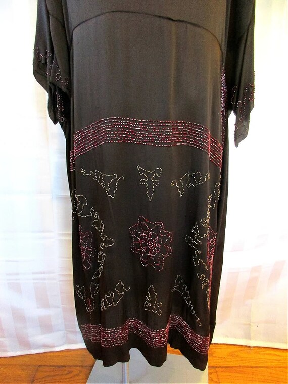 Vintage 1920s Silk Flapper Dress Brown with Beadi… - image 8