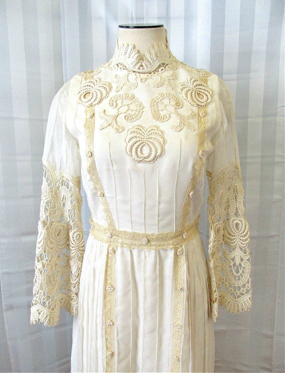 Vintage Wedding Gown Edwardian Style Dress 1960s … - image 5