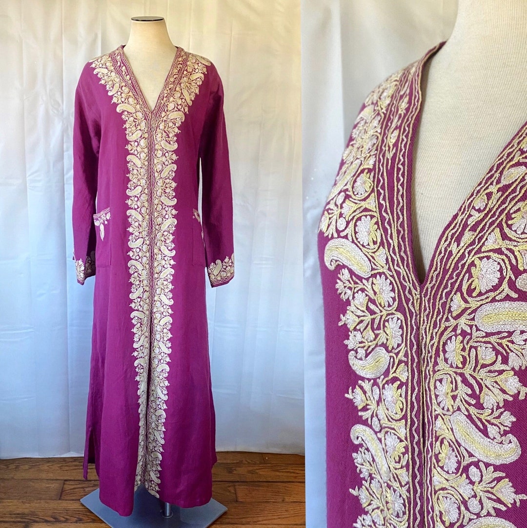 Vintage Wool Caftan Embroidered Robe Ethnic Style Kaftan Etsy
