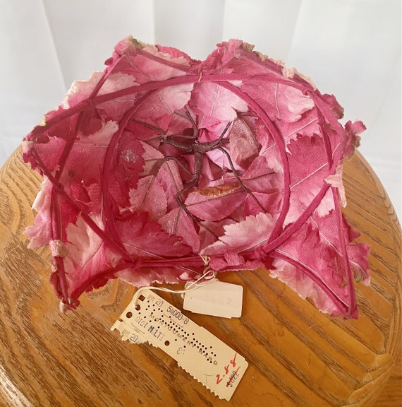 Vintage 1950s 1960s Cocktail Hat Dead Stock Pink Green White  display picture 2