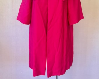 Vintage 1950s 1960s Evening Coat Magenta Pink Open Jacket Wide Shawl Collar 40 Bust L XL Volup