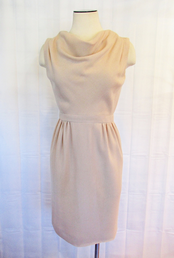 Vintage Suzy Perette Dress 1960s Beige 34 Bust 24… - image 2