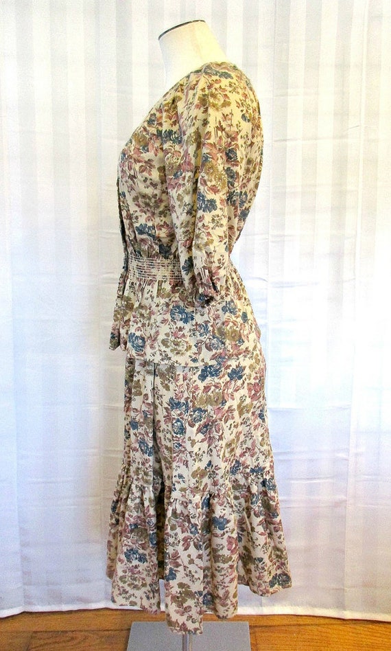 Vintage 1960s 1970s Blouse and Skirt 2 Piece Prai… - image 3