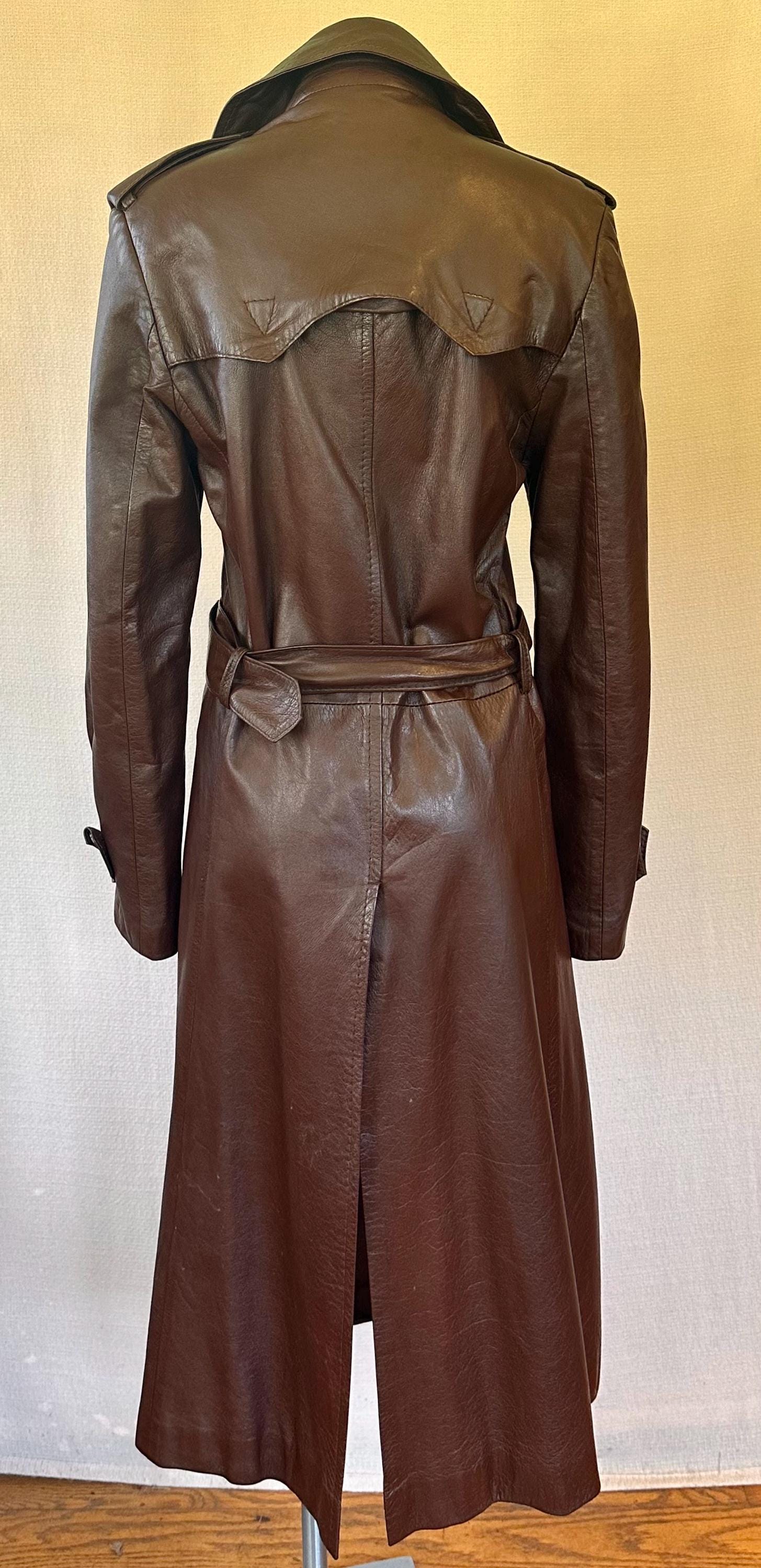 Vintage Mod Leather Trench Coat 1970s Double Breasted With Vintage Mod Leather Trench Coat 1970s Double Breasted With