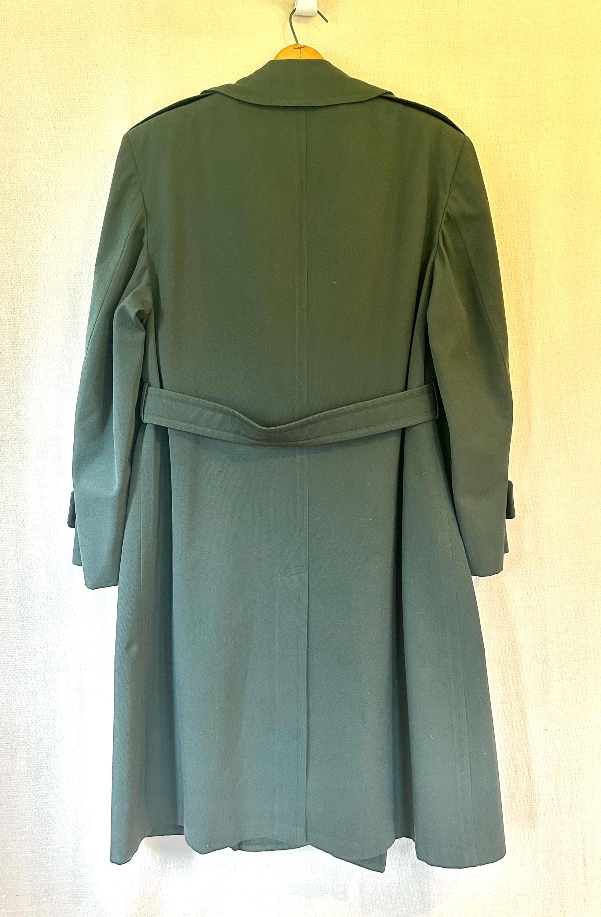 Vintage Army Overcoat Trench Coat Wool Gabardine Dark Olive Vintage Army Overcoat Trench Coat Wool Gabardine Dark Olive