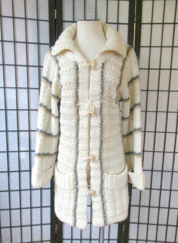 Vintage Sweater Coat By Bobbie Brooks 1970s Ivory… - image 2