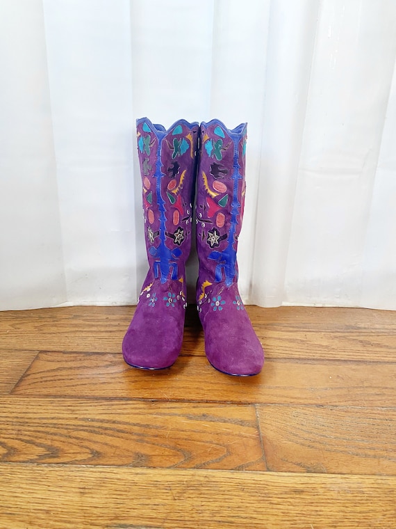 Vintage Suede Boots Poetic License London Purple S