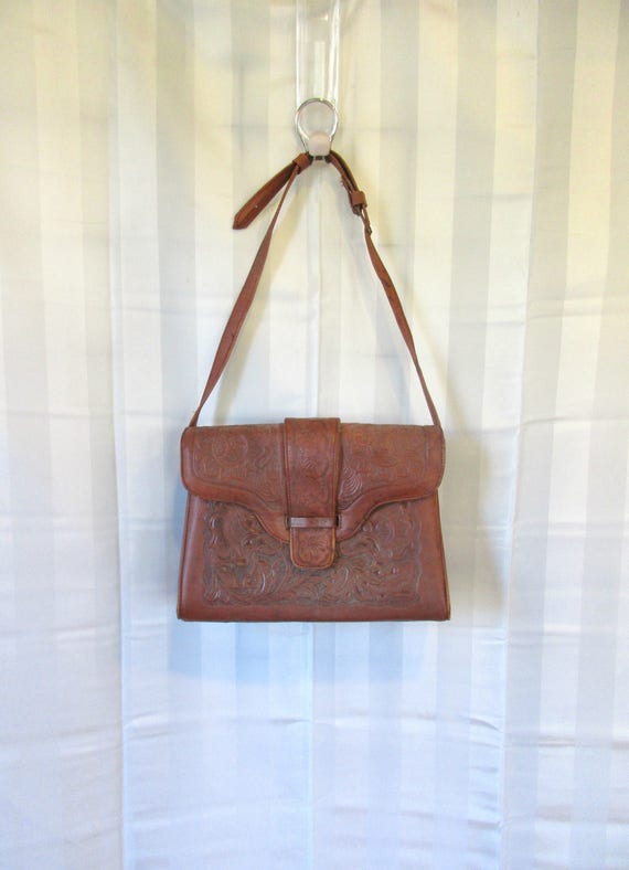Vintage Hand Tooled Leather Shoulderbag Purse 1960