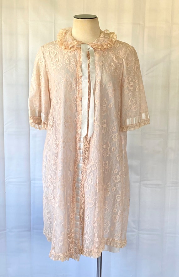 Vintage Peignoir by Odette Barsa Lace Lounging Go… - image 2