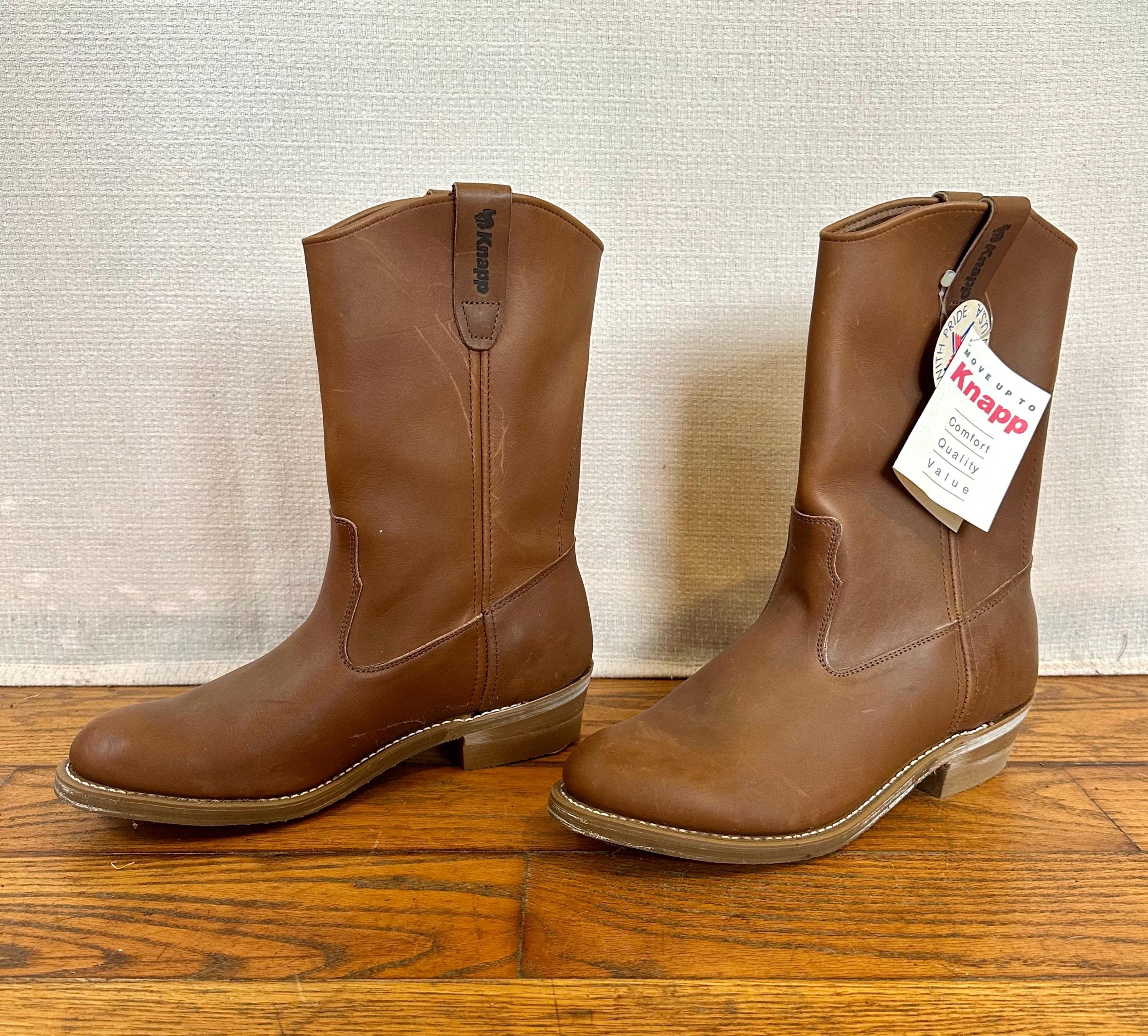 Vintage Knapp Boots Dead Stock Cowboy Boot Tan Leather 10 D Mens