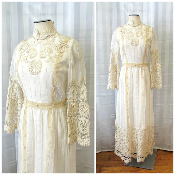 Vintage Wedding Gown Edwardian Style Dress 1960s … - image 1