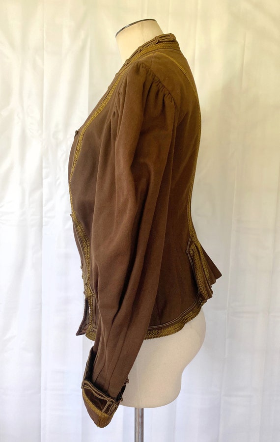 Antique Victorian Jacket  / Top 1890s Brown Wool … - image 4