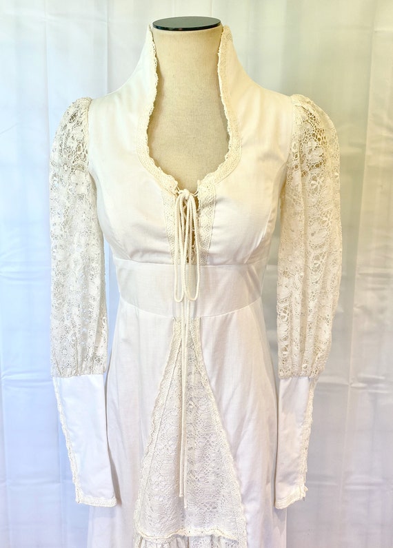 Vintage Gunne Sax Gown Maxi Dress 1970s Ivory Lac… - image 5