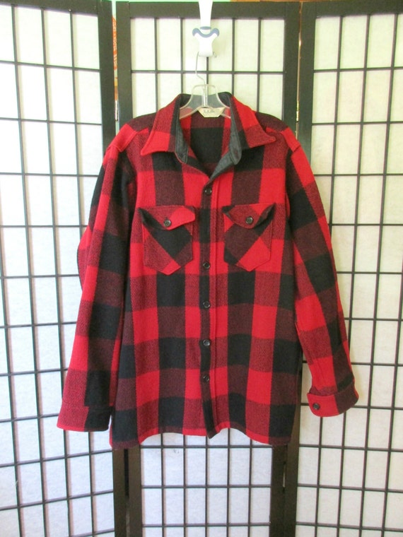 Vintage Buffalo Plaid Wool Jacket by LL Bean Red B