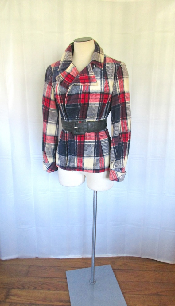 Vintage 1970s Jacket Fitted Plaid Corduroy by Hang