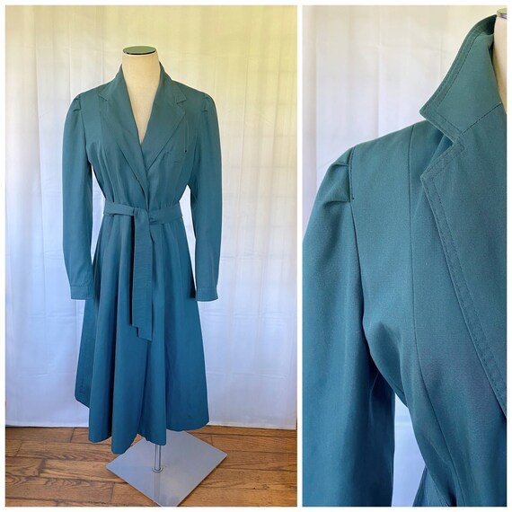 Vintage Trench Coat 1970s Rain Coat by J. Gallery Teal | Etsy