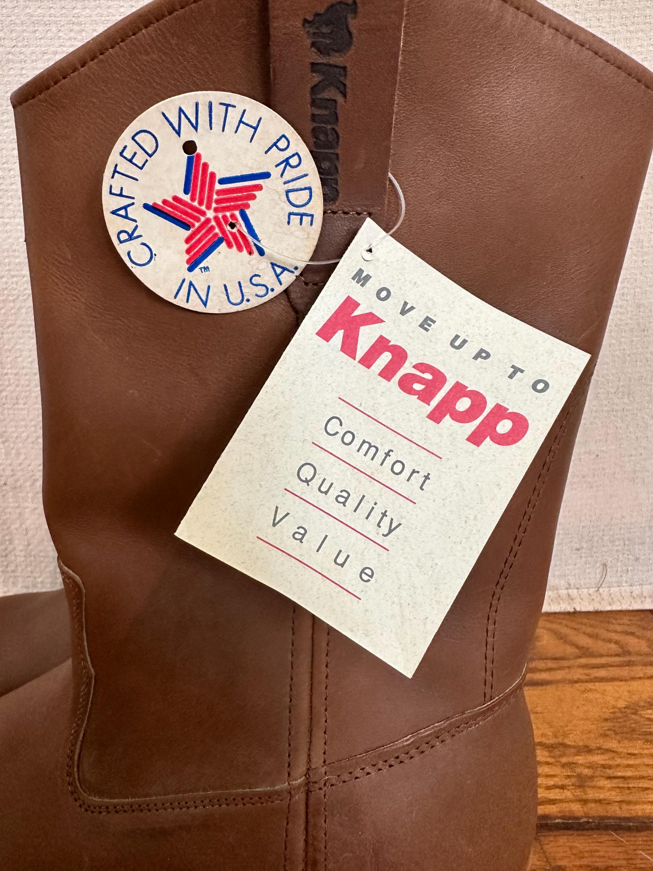 Vintage Knapp Boots Dead Stock Cowboy Boot Tan Leather 10 D Mens