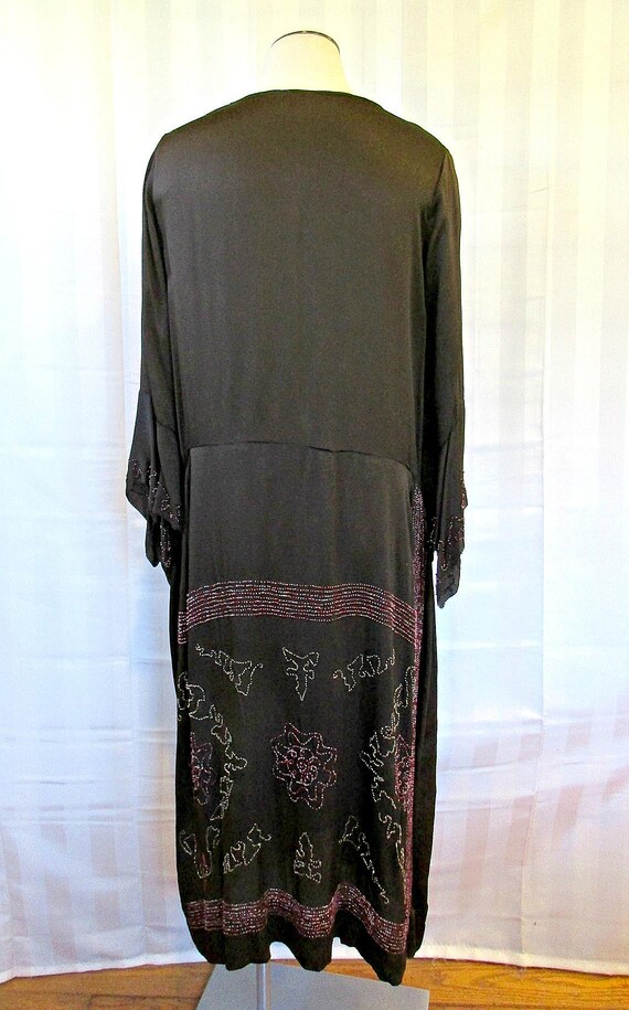 Vintage 1920s Silk Flapper Dress Brown with Beadi… - image 7