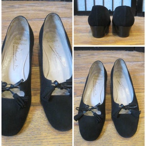 Vintage Belgian Shoes Black Suede Pumps With Tassel Tie 6.5 6 1/2 7 ...