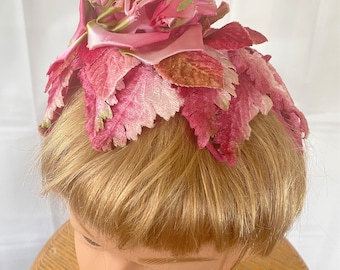 Vintage 1950s 1960s Cocktail Hat Dead Stock Pink Green White  display picture 1