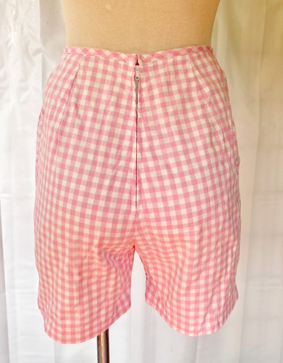 Vintage 1960s Pink and White Gingham Shorts by Bo… - image 5