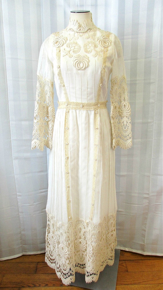 Vintage Wedding Gown Edwardian Style Dress 1960s … - image 2