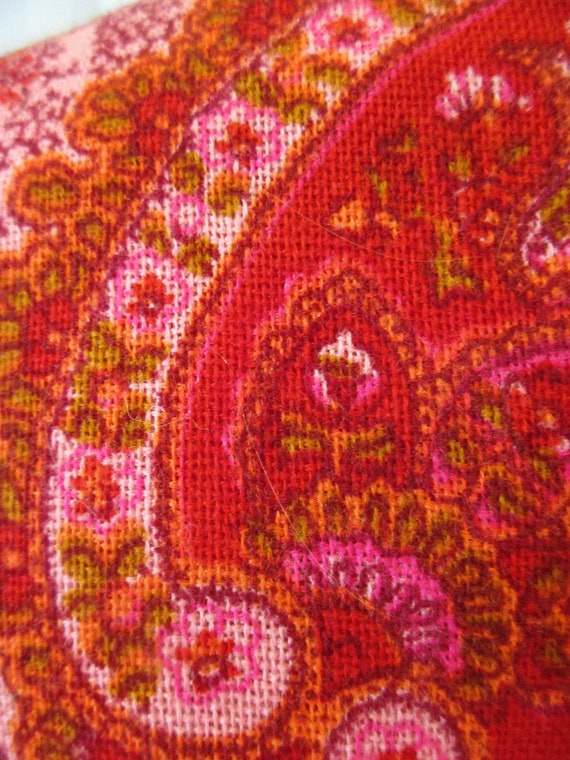 Vintage Paisley Dress 1960s 1970s Red Pink Orange… - image 6