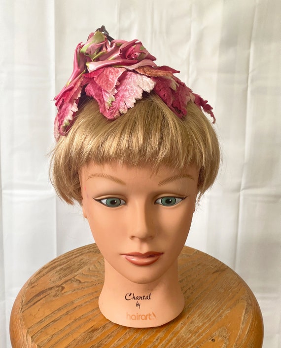 Vintage 1950s 1960s Cocktail Hat Dead Stock Pink Green White  display picture 3