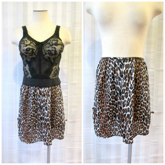 Vintage Leopard Print Half Slip 1960s 1970s Vanit… - image 1