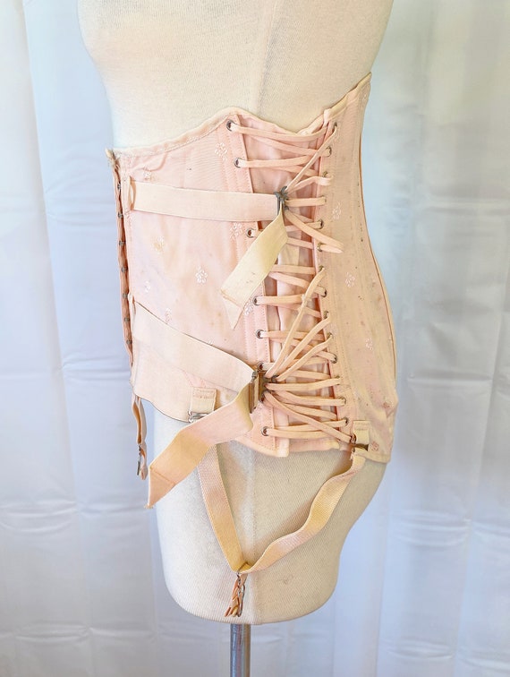 Vintage Boned Corset Girdle 1940s Waist Trainer with … - Gem