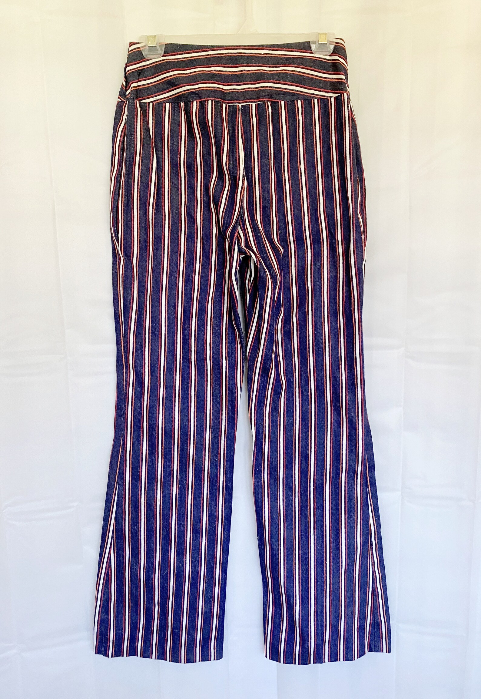 Vintage 1960s 1970s Denim Pants Navy Blue White Orange - Etsy