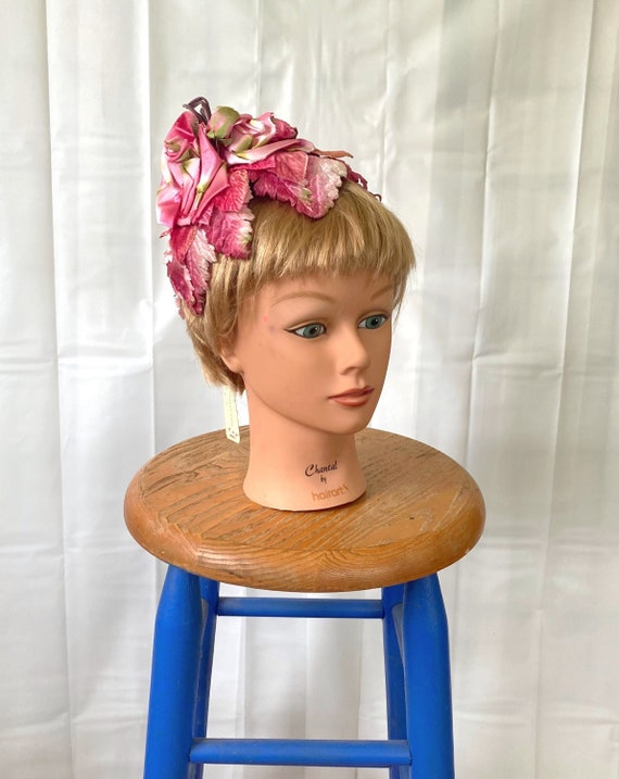 Vintage 1950s 1960s Cocktail Hat Dead Stock Pink … - image 1