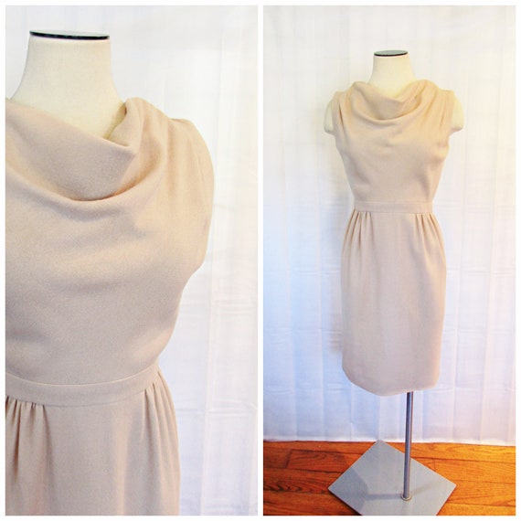 Vintage Suzy Perette Dress 1960s Beige 34 Bust 24… - image 1