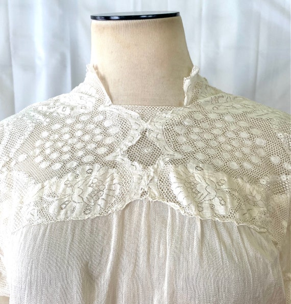 Vintage Edwardian White Lace Cotton Lawn Blouse S