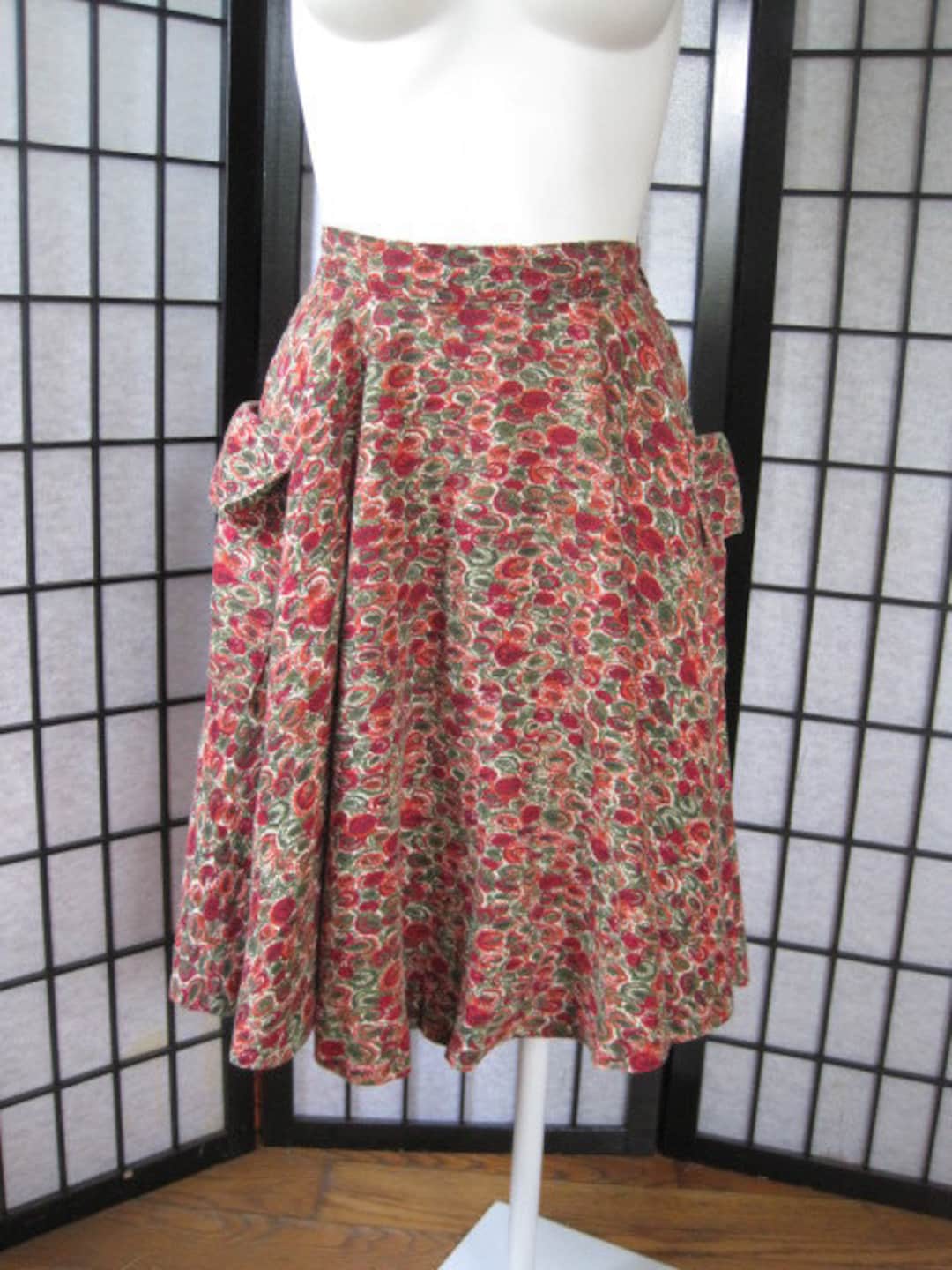 Vintage 1950s Full Swing Skirt Rockabilly Red Olive Green - Etsy