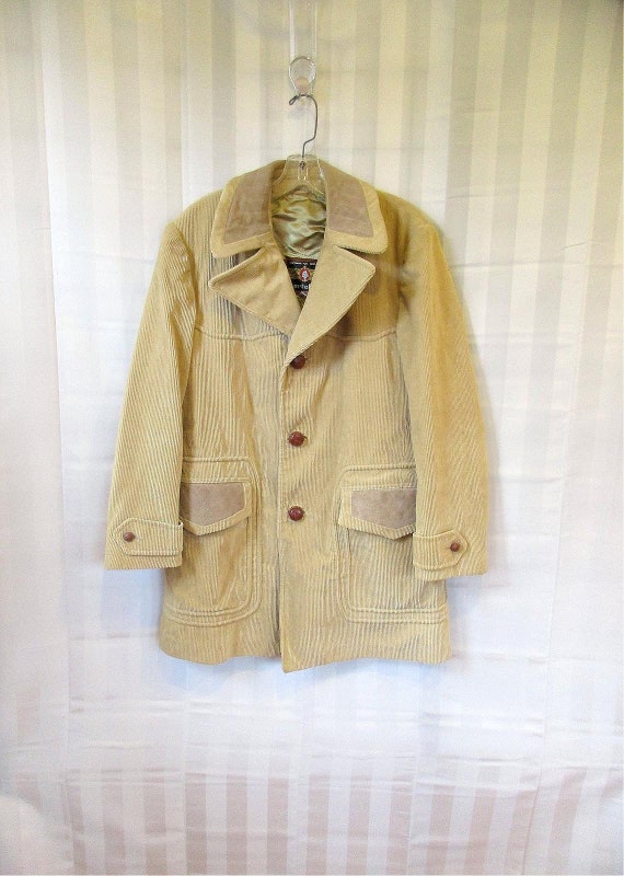 Vintage 1970s Jacket Beige Corduroy and 