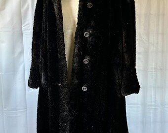 Vintage Faux Fur Coat by Russel Taylor 40 42 L XL 1960s Single